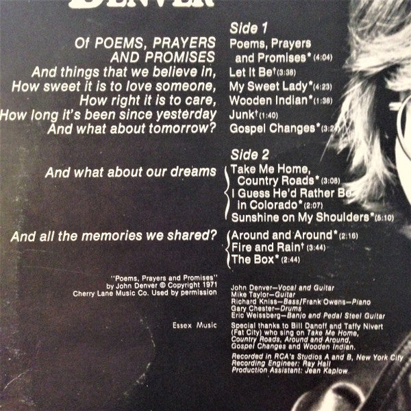John Denver – Poems, Prayers & Promises (VG+/VG+) – LP, AU 1971 - Image 3