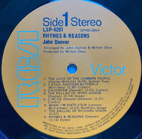 John Denver – Rhymes & Reasons (VG+/VG+) – LP, AU 1969 - Image 3