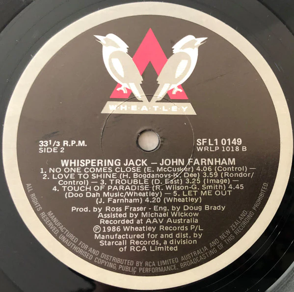 John Farnham – Whispering Jack (VG+/VG+) – LP, AU 1986 - Image 5