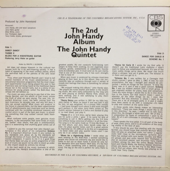John Handy Quintet – The 2nd John Handy Album (VG+/VG+) – LP, AU 1967 - Image 2