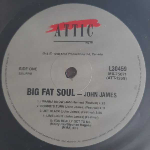 John James – Big Fat Soul (E/VG+) – LP, AU 1990 - Image 3