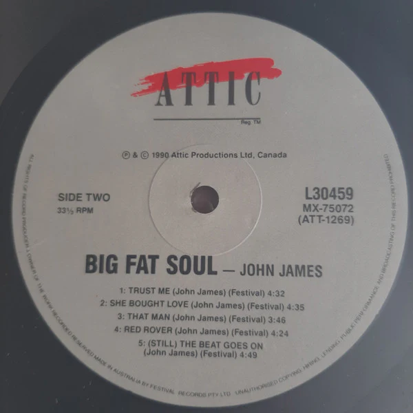 John James – Big Fat Soul (E/VG+) – LP, AU 1990 - Image 4