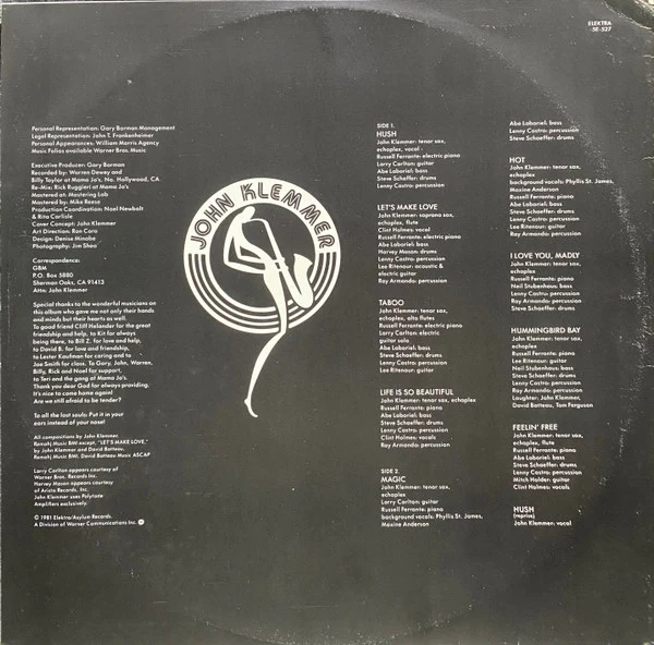 John Klemmer – Hush (VG+/VG+) – LP, AU 1981 - Image 3