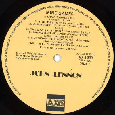 John Lennon – Mind Games (VG/VG+) – LP, AU 1982 - Image 3