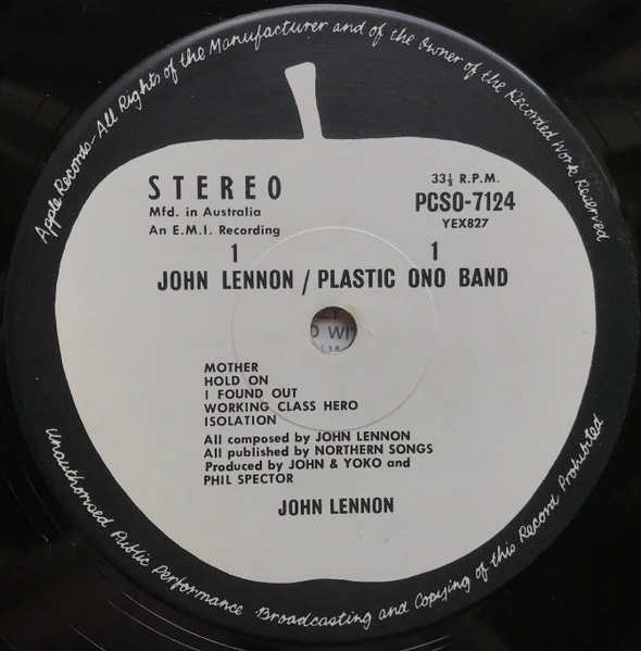 John Lennon, The Plastic Ono Band – John Lennon / Plastic Ono Band (VG/VG+) – LP, AU 1970 - Image 3