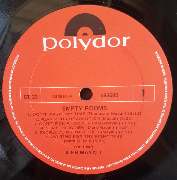 John Mayall – Empty Rooms (VG+/VG+) – LP, AU 1970 - Image 3