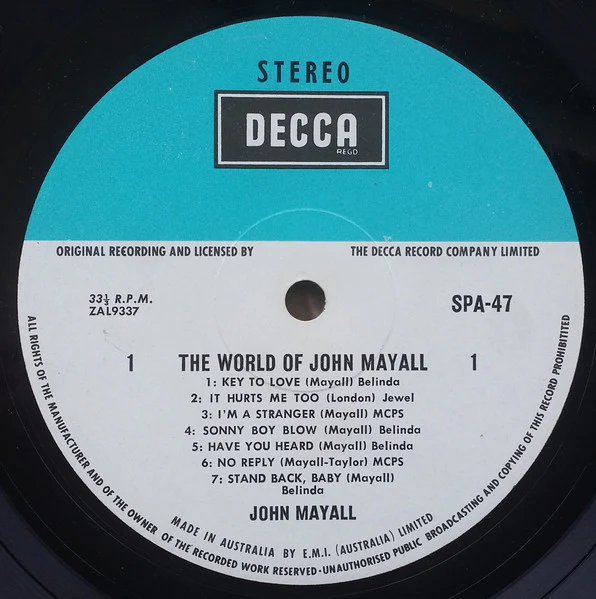 John Mayall – The World Of John Mayall (VG+/VG+) – LP, AU - Image 3