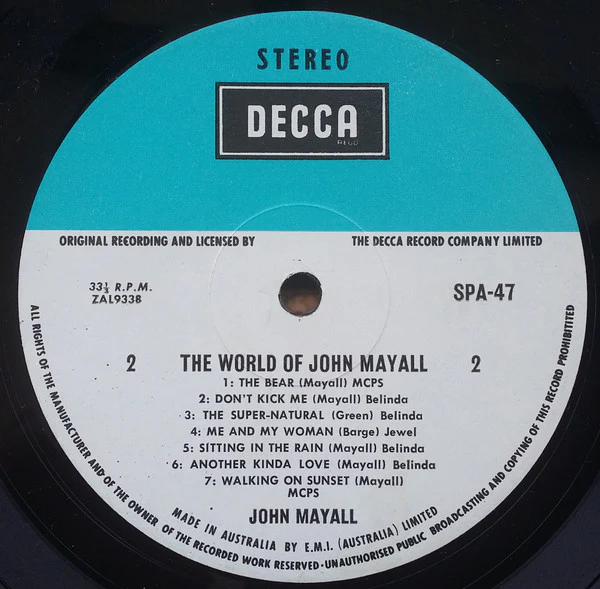 John Mayall – The World Of John Mayall (VG+/VG+) – LP, AU - Image 4