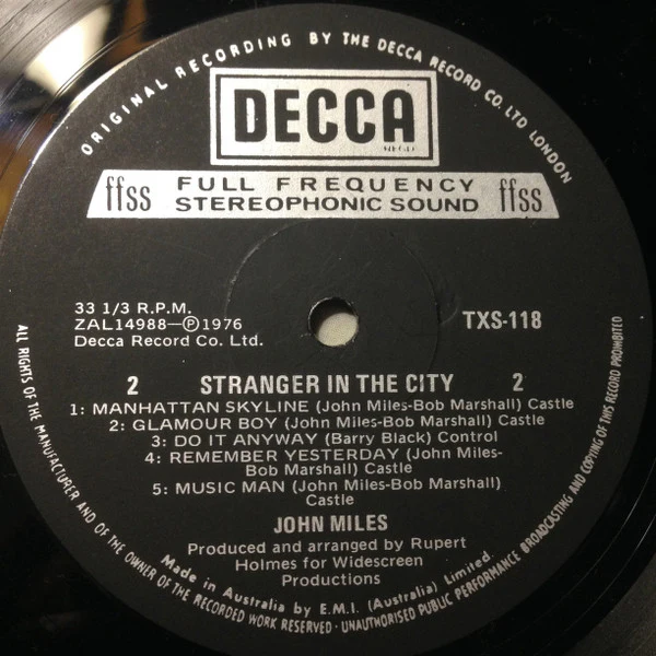 John Miles – Stranger In The City (VG/VG+) – LP, AU 1976 - Image 6