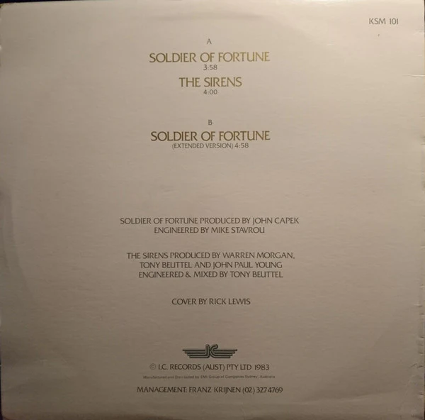 John Paul Young – Soldier Of Fortune (VG+/E) – 12", AU 1983 - Image 2