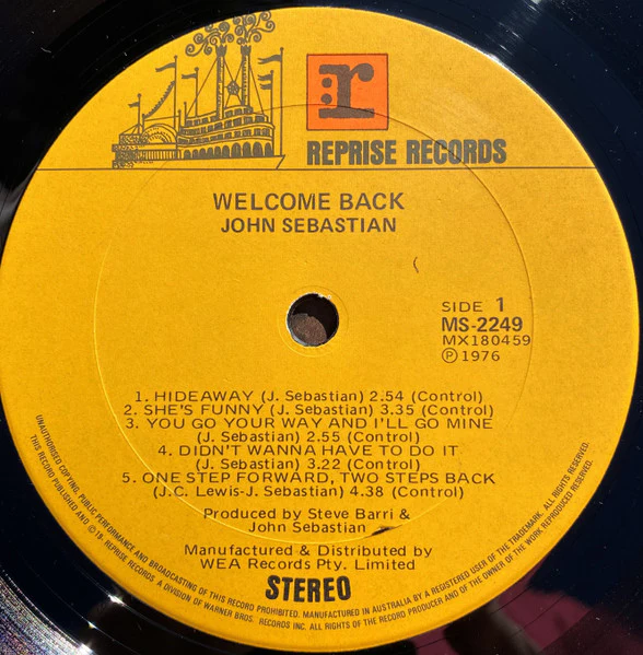 John Sebastian – Welcome Back (VG+/VG+) – LP, AU 1976 - Image 3