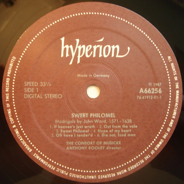 John Ward, The Consort Of Musicke, Anthony Rooley – Sweet Philomel (Madrigals By John Ward) (E/E) – LP, UK 1987 - Image 3