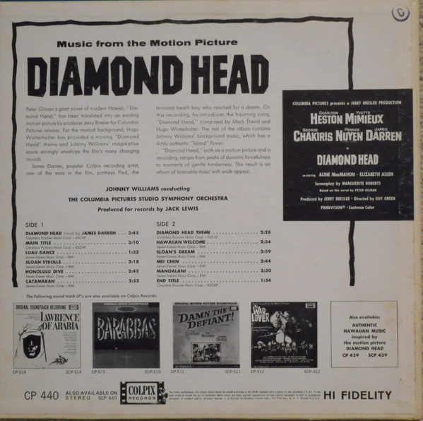 John Williams – Diamond Head (Music From The Motion Picture) (VG+/VG+) – LP, US 1963 - Image 2
