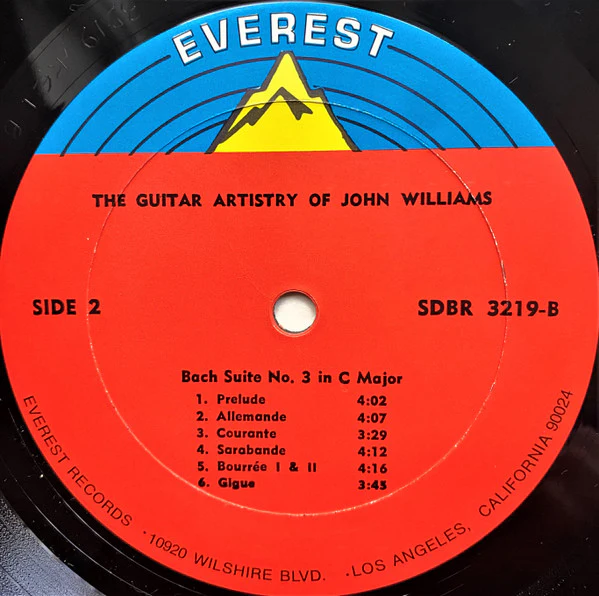 John Williams, Johann Sebastian Bach, Johann Sebastian Bach – The Guitar Artistry Of John Williams: Bach Suites No. 1 In G Major · Suite No. 3 In C Major (E/NM) – LP, US 1968 - Image 4