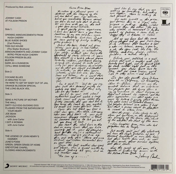 Johnny Cash – At Folsom Prison (VG+/E) – 2xLP, EU 2015 - Image 4
