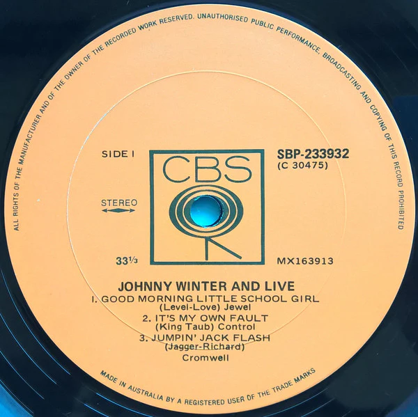 Johnny Winter And – Live Johnny Winter And (VG+/VG+) – LP, AU 1971 - Image 3