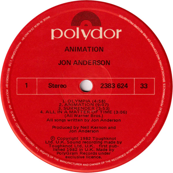 Jon Anderson – Animation (VG+/VG+) – LP, Australasia 1982 - Image 3
