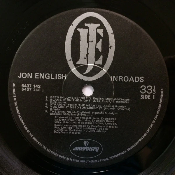 Jon English – In Roads (VG+/VG) – LP, Australasia - Image 5