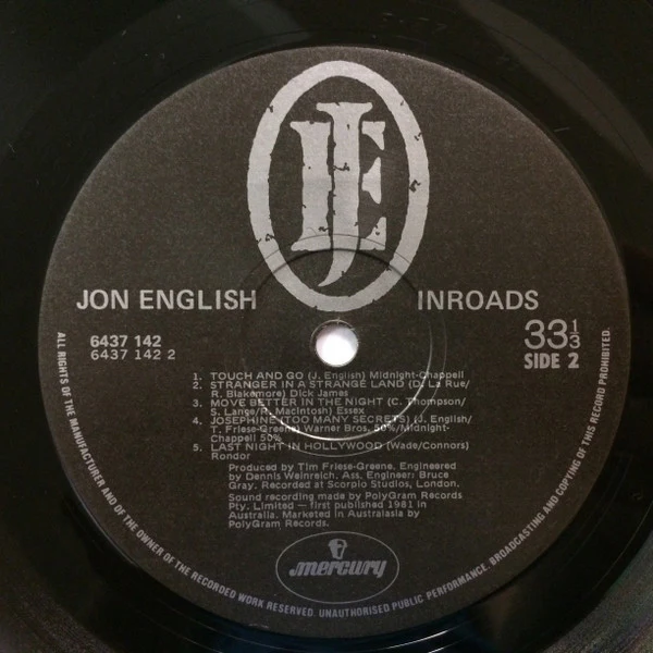 Jon English – In Roads (VG+/VG) – LP, Australasia - Image 6