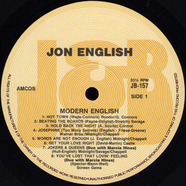Jon English – Modern English (VG+/VG+) – LP, AU 1983 - Image 3