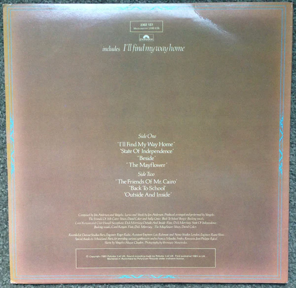 Jon & Vangelis – The Friends Of Mr. Cairo (E/VG+) – LP, Australasia 1981 - Image 2
