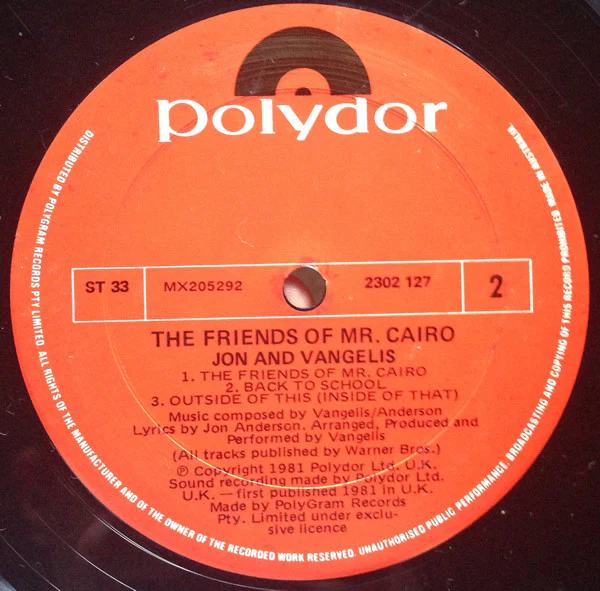 Jon & Vangelis – The Friends Of Mr. Cairo (E/VG+) – LP, Australasia 1981 - Image 4