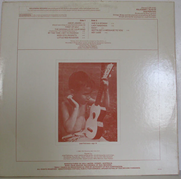 José Feliciano – 10 To 23 (VG+/VG+) – LP, AU - Image 2