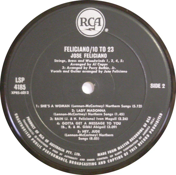 José Feliciano – 10 To 23 (VG+/VG+) – LP, AU - Image 4