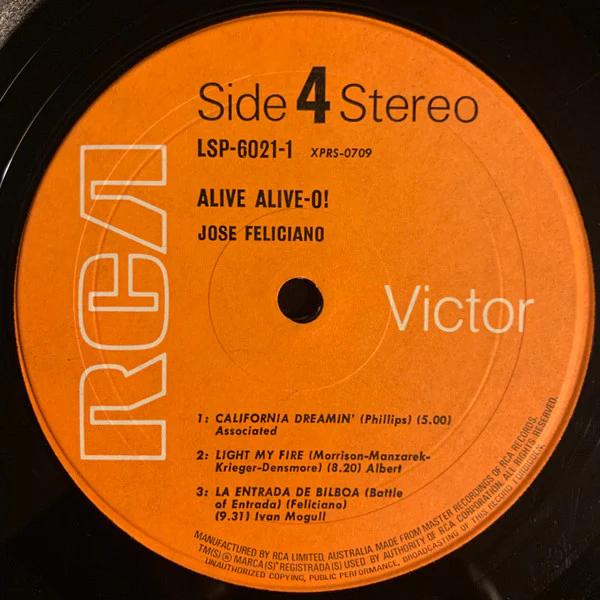José Feliciano – Alive Alive-O! (VG+/VG+) – 2xLP, AU 1969 - Image 7