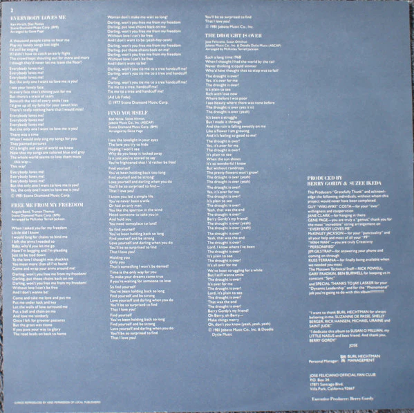 José Feliciano – Jose Feliciano (VG+/VG+) – LP, AU 1981 - Image 3