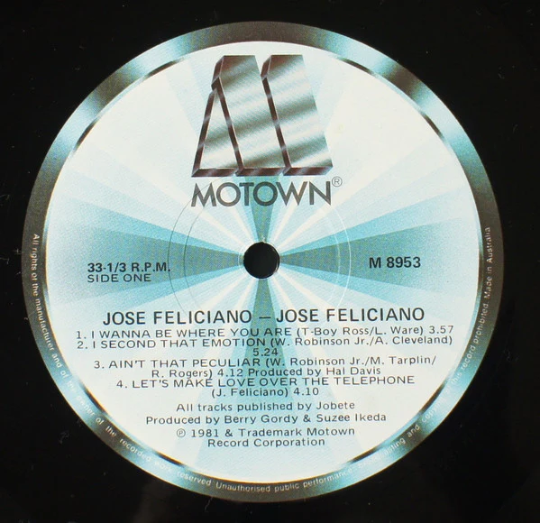 José Feliciano – Jose Feliciano (VG+/VG+) – LP, AU 1981 - Image 4