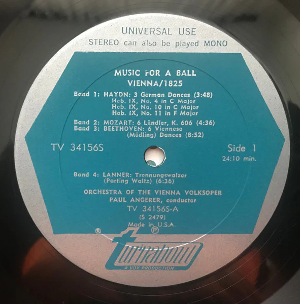 Joseph Haydn, Wolfgang Amadeus Mozart, Ludwig van Beethoven, Franz Schubert, Johann Strauss Sr., Josef Lanner – Music For A Ball Vienna/1825 (VG+/VG+) – LP, US 1967 - Image 3