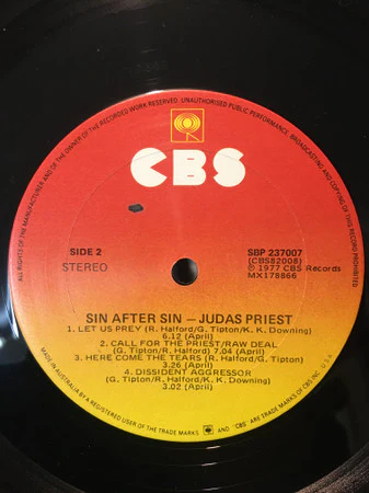 Judas Priest – Sin After Sin (VG+/VG+) – LP, AU 1977 - Image 4