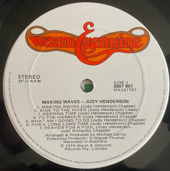 Judy Henderson – Making Waves (E/VG+) – LP, AU 1974 - Image 4