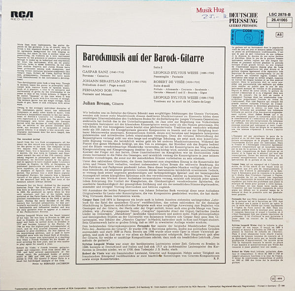Julian Bream – Baroque Guitar (E/E) – LP, DE 1966 - Image 3