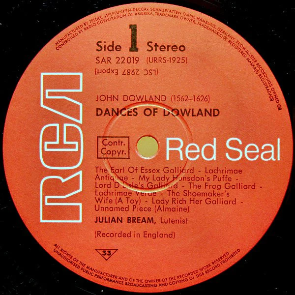 Julian Bream, John Dowland – Altenglische Tänze Von Dowland (Dances Of Dowland) (E/E) – LP, DE - Image 3
