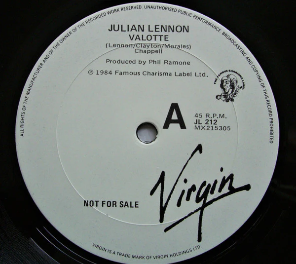 Julian Lennon – Valotte (VG+/VG+) – 12", AU 1984 - Image 3