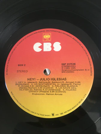 Julio Iglesias – Hey! (VG+/VG+) – LP, AU 1980 - Image 4