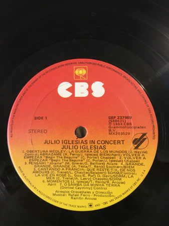 Julio Iglesias – In Concert (VG+/E) – LP, AU 1983 - Image 3