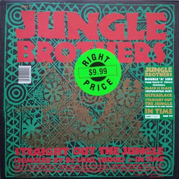 Jungle Brothers – Black Is Black / Straight Out The Jungle (Remixed By DJ Soul Shock) + In Time (VG/VG+) – 12", UK 1989