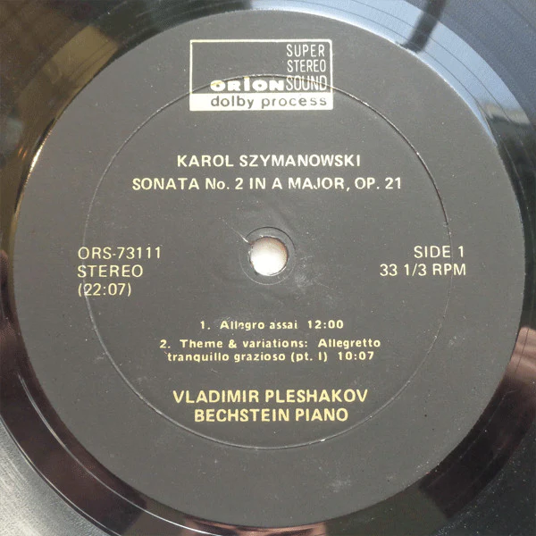 Karol Szymanowski, Mikhail Ivanovich Glinka, Mily Balakirev, Vladimir Pleshakov – Sonata No. 2 In A, Op. 21 / The Lark / Nocturne In B Flat (VG+/VG+) – LP, US 1973 - Image 3