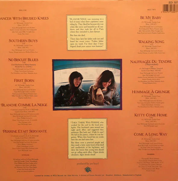 Kate & Anna McGarrigle – Dancer With Bruised Knees (VG+/VG+) – LP, UK 1989 - Image 2