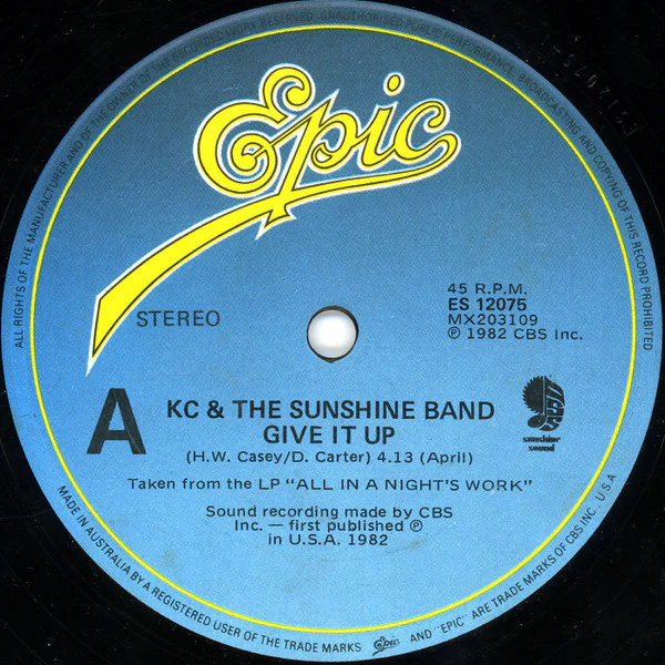 KC & The Sunshine Band – Give It Up (VG+/Generic) – 12", AU 1983