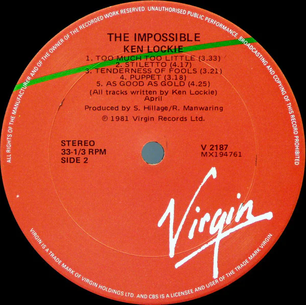 Ken Lockie – The Impossible (E/VG+) – LP, AU 1981 - Image 5