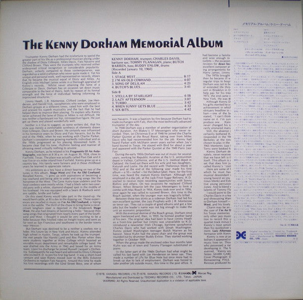 Kenny Dorham – The Kenny Dorham Memorial Album (VG+/VG+) – LP, JP 1978, With OBI - Image 2