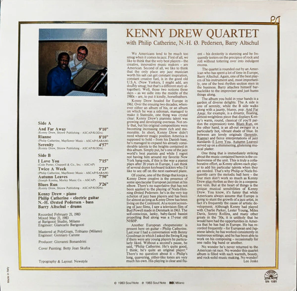 Kenny Drew Quartet – And Far Away (VG+/VG+) – LP, IT 1983 - Image 2
