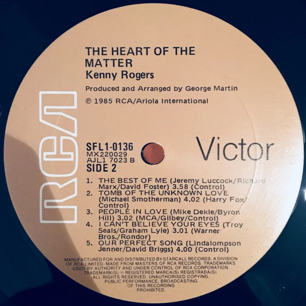 Kenny Rogers – The Heart Of The Matter (VG+/VG+) – LP, AU 1985 - Image 6