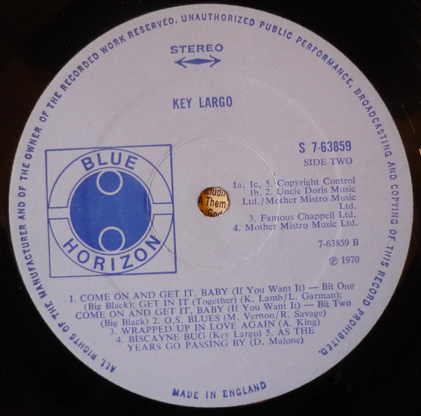Key Largo – Key Largo (VG+/G) – LP, UK 1970 - Image 4