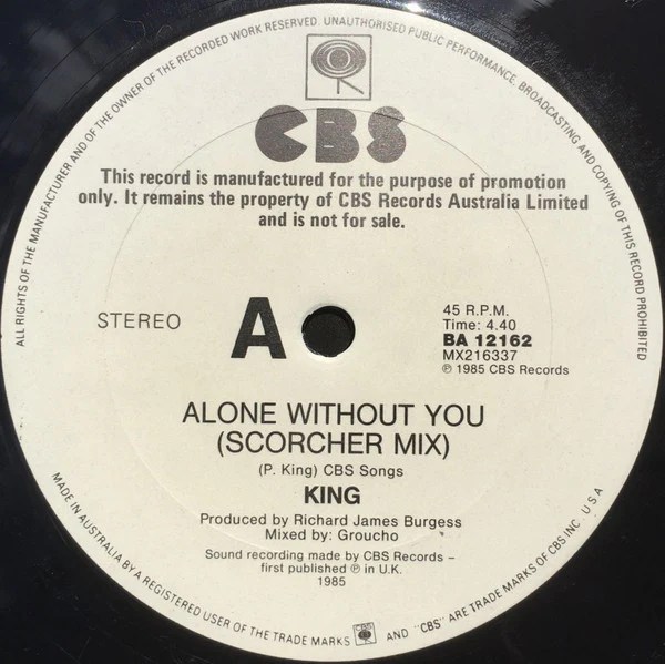 King – Alone Without You (E/E) – 12", AU 1985 - Image 3