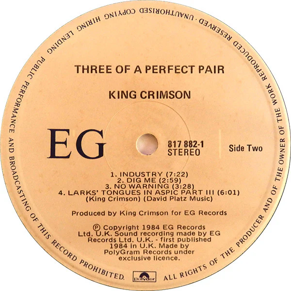 King Crimson – Three Of A Perfect Pair (VG/VG+) – LP, Australasia 1984 - Image 5